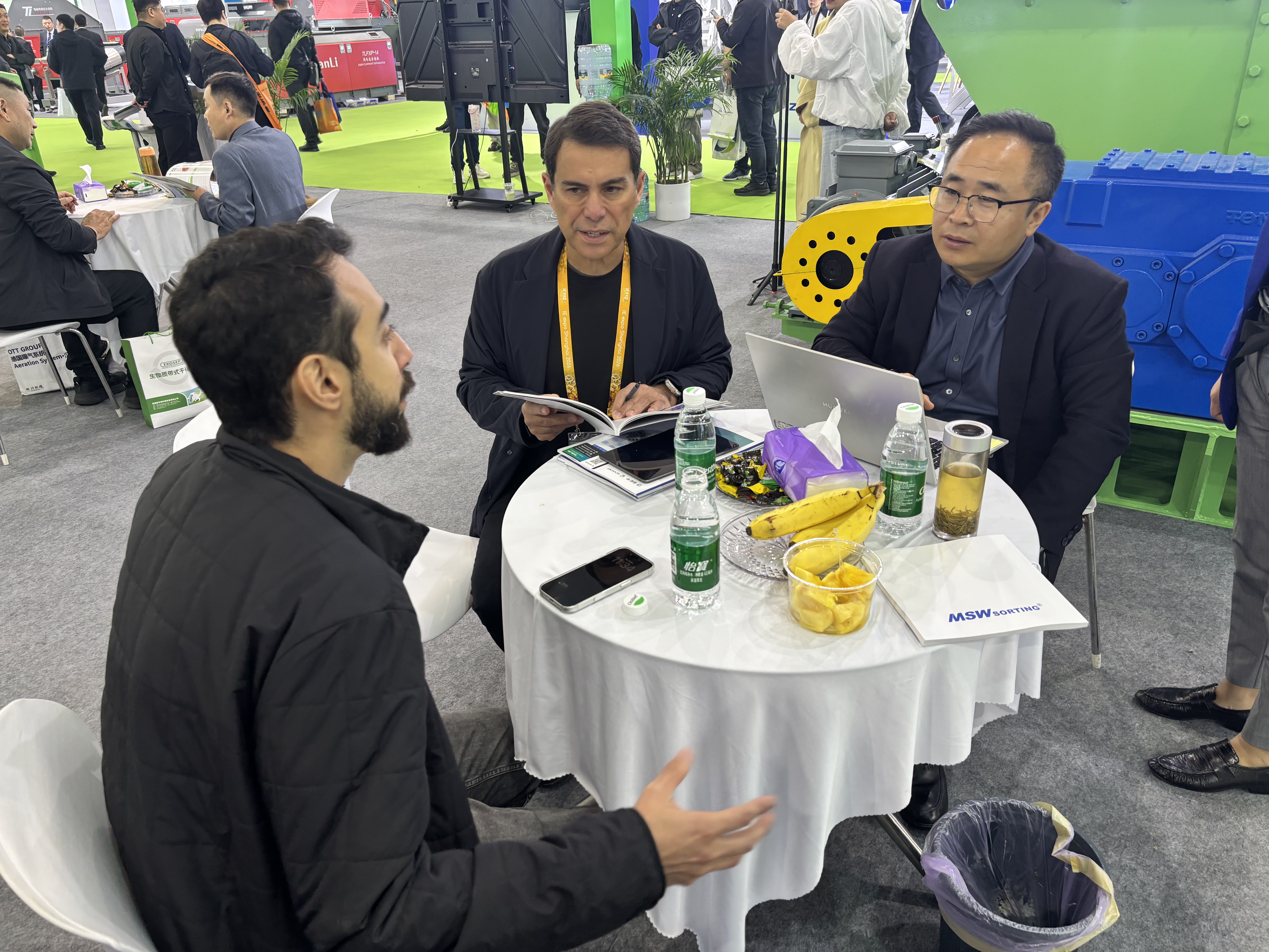 MSWsorting Team Engaging with International Clients MSWsorting booth: business development team discussing MRF solutions with a client from Southeast Asia